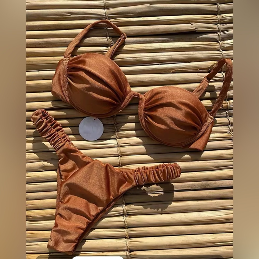 Unbranded Mocha Rust Bikini Set Size S M L NWOT - Picture 4 of 9